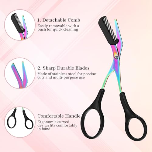 Ezymivs 4Pcs Eyebrow Trimmer Scissors with Comb and Razor Set