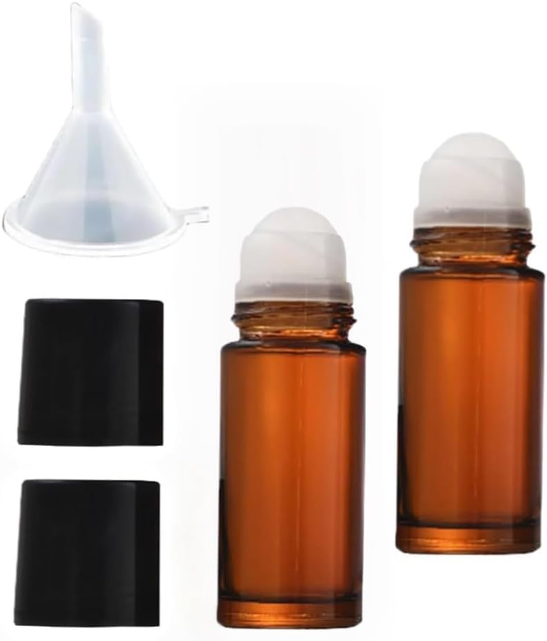 Tustao 30ml Brown Glass Essential Oil Roller Bottles 2Pcs Refillable