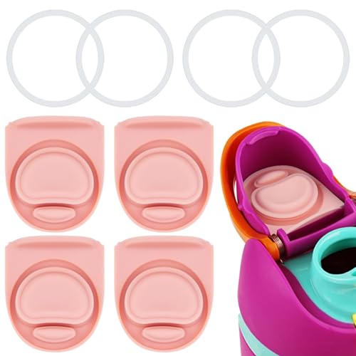 4 Sets Replacement Stopper and Ring Compatible with Owala FreeSip 24oz 32oz,Water Bottle Top Gasket Lid for Owala 16/19/24/32/40oz Seal Bottle Mouth Cap Stopper Silicone Parts Accessories (Pink)