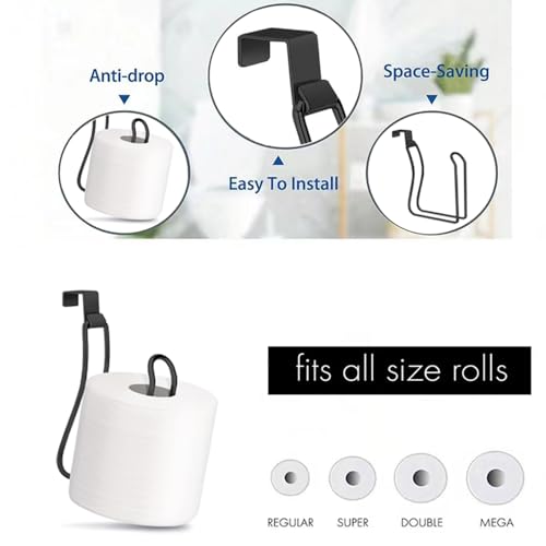 Black Over The Tank Toilet Paper Holder Set - 2 Pack, Space-Saving Bathroom Organizer