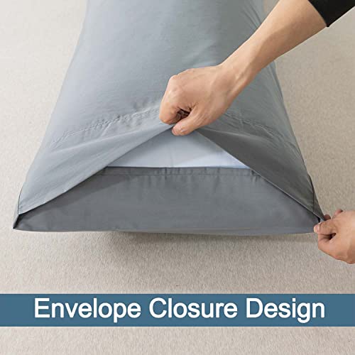 WhatsBedding Grey Body Pillow Cover - 20x54 Cotton, Breathable & Machine Washable