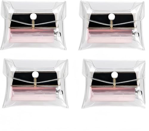 Senyango 4-Pack Mini Clear PVC Makeup Bags with Snap Closure