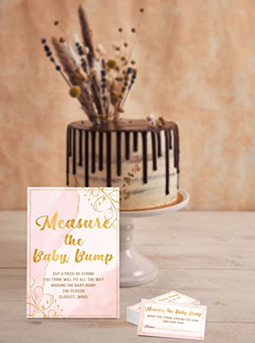 Baby Shower Game Set Measure the Baby Bump with Sign and 50 Cards