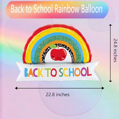2 Pack Back to School Rainbow Apple Foil Balloons for Classroom Party