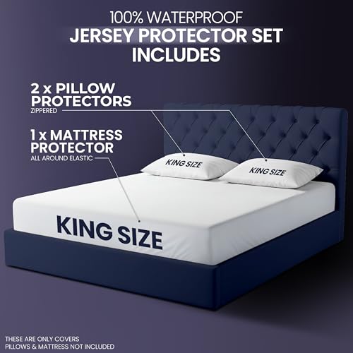 King Size Waterproof Mattress Protector Set with 2 Pillow Cases