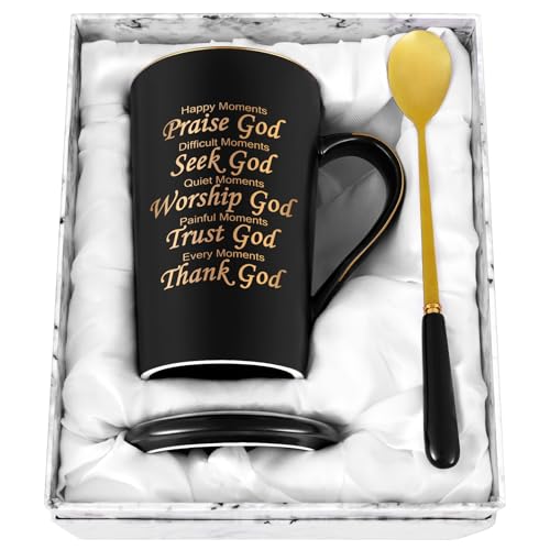 Happy Moments Praise God Religious Coffee Mug 14 Oz - Inspirational Gift for Women Men