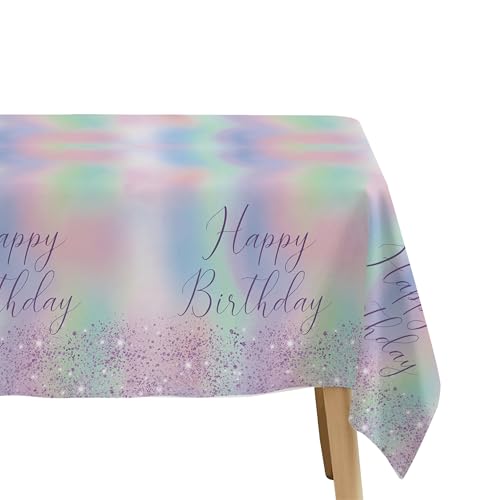 3 Pack Iridescent Purple Holographic Tablecloths - 86x55in
