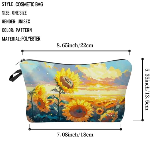 YULUENZE Sunflower Floral Makeup Bag Cute Cosmetic Pouch