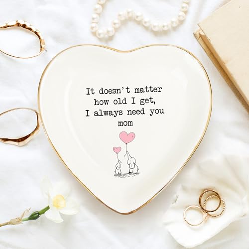 Heart-Shaped Mom Ring Dish - 'I Always Need You' Ceramic Trinket Holder