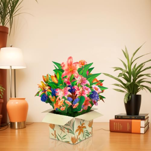 3D Pop Up Lily Flower Bouquet Card - Get Well Soon & Birthday