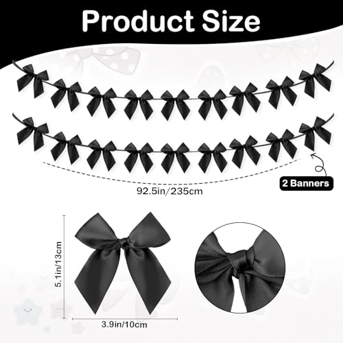 Black Bow Garland Banner Set - 2 PCS for Party Decorations