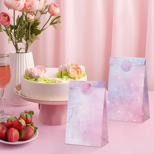 Woric 36PCS Pink & Purple Party Favor Bags with Stickers