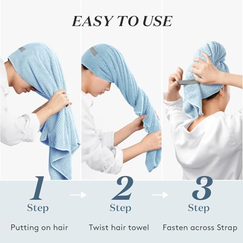 Microfiber Hair Towel Wrap - Super Absorbent & Quick Dry - 2 Pack