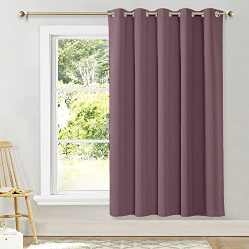 NICETOWN Blackout Curtain Panel Dry Rose 70x72 Inch - Thermal Insulated Room Darkening Drapes