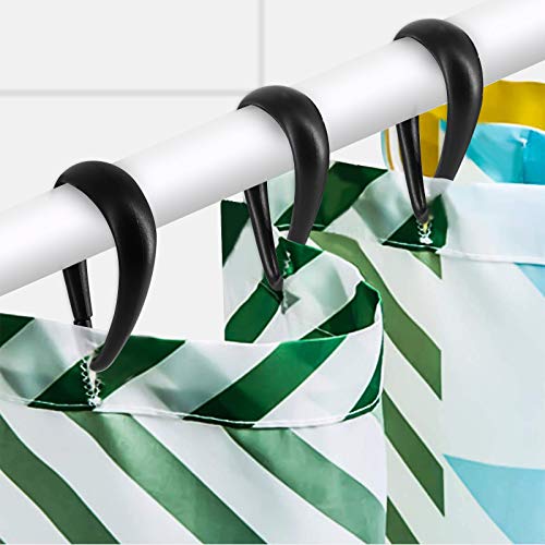 Qulable 12-Piece Plastic Shower Curtain Rings - Smooth Glide Drop-Shape Hooks