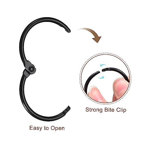 uxcell Carbon Steel Shower Curtain Rings - 6pcs Snap Hooks, 1.5 Inch