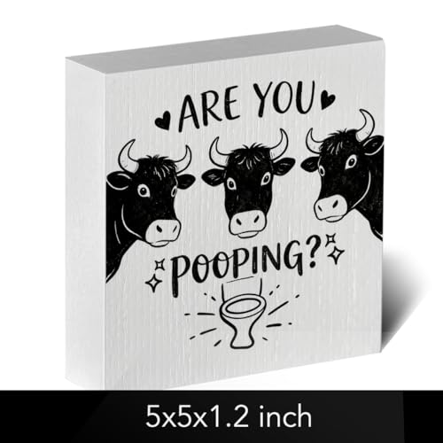 Rustic Wooden Box Sign - Funny 'ARE YOU POOPING?' Bathroom Decor