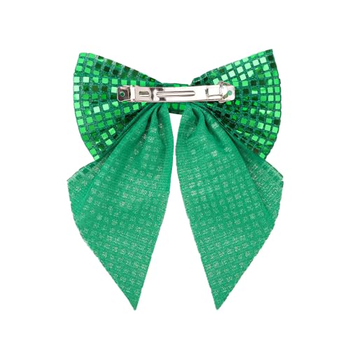 Christmas Glitter Disco Hair Bow Green 7 Inch Large Holiday Hair Bow