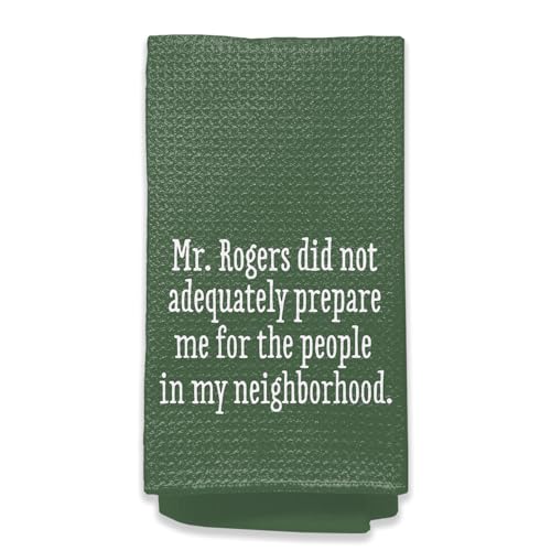 Mr. Rogers Kitchen Towels - Funny Green Waffle Weave, 16x24in