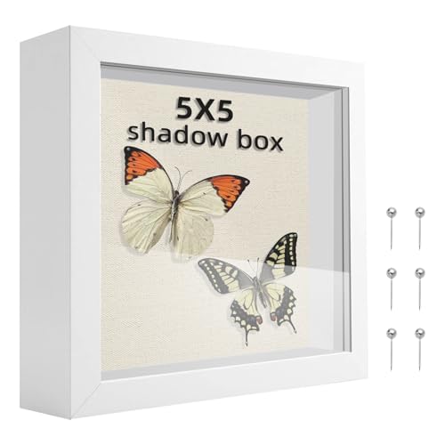 5x5 White Shadow Box Frame with Acrylic Front & Foam Back