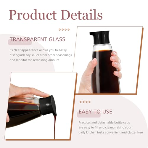 Black Glass Soy Sauce Dispenser Bottle 9.6 oz Leak-Proof Oil & Vinegar Cruet
