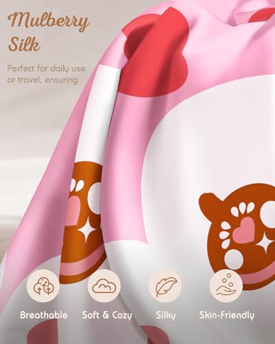 Miss Adola Cartoon Rabbit Silk Pillowcase for Kids - 20x26 Standard Size, Breathable & Soft, Hidden Zipper, Cute Kawaii Design for Teens & Girls