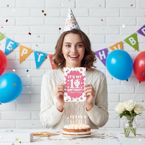 Cute Pink 11th Birthday Card for Girls with Bow & Envelope