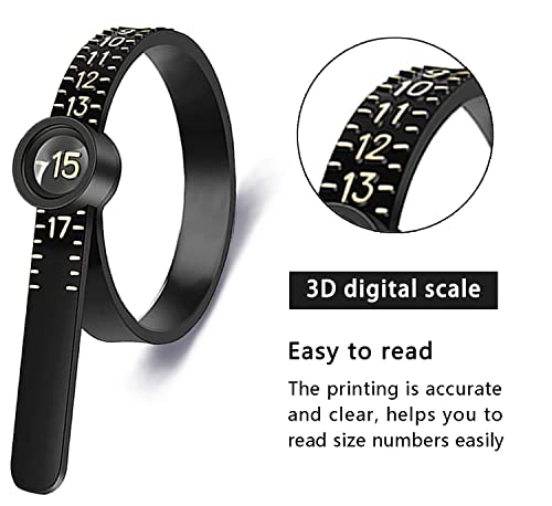 JRONGHE Ring Sizer Measuring Tool with Magnified Glass, Sizes 1-17