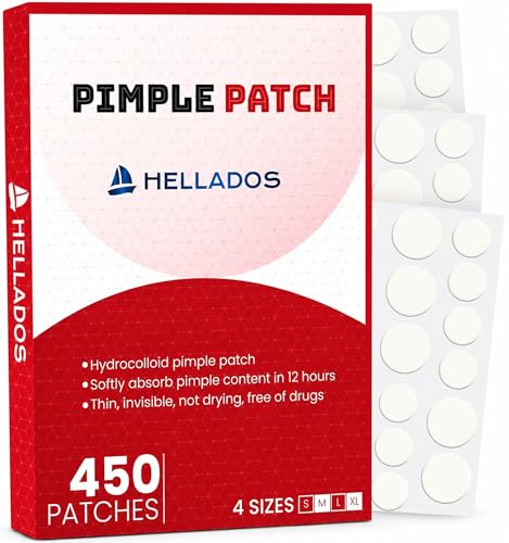 Hellados 450 Pimple Patches - Hydrocolloid Acne Spot Stickers with Tea Tree & Calendula Oil