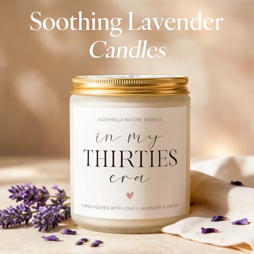 AceThrills 7oz Lavender Scented Candle for 30th Birthday Celebrations - 'In My Thirties Era' Gift for Women & Men