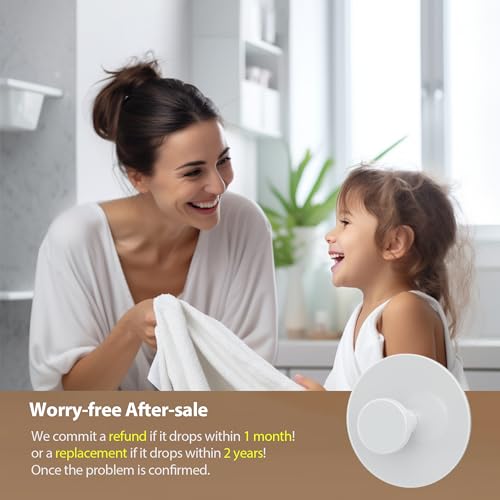 bussdis White Adhesive Wall Hook 4 Pack - Heavy Duty 12 LB Capacity
