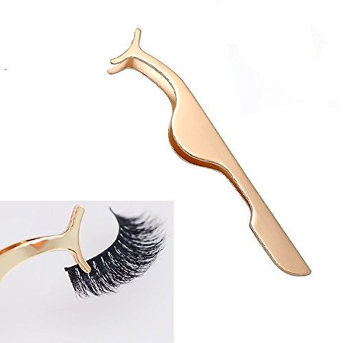 EIAKE Eyelash Applicator Tool & Extension Tweezers Remover Clip - Golden