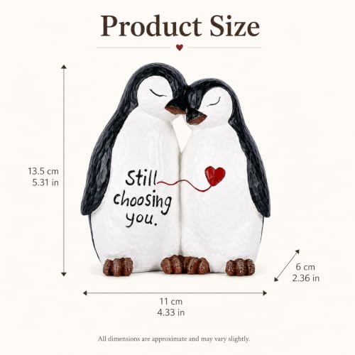 Small Resin Couple Penguin Statue Romantic Love Figurine Valentine's Day Decor