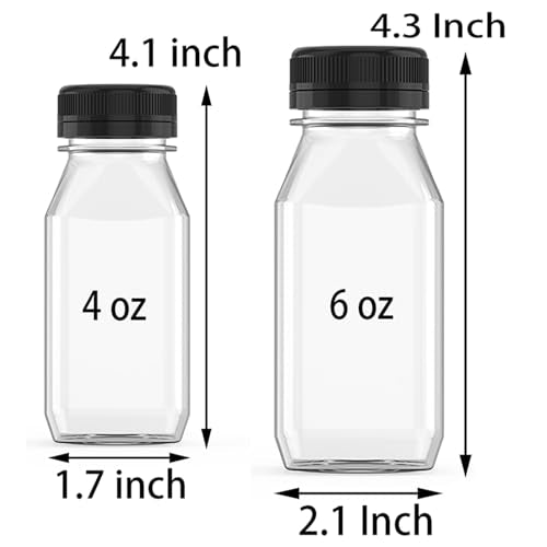 6 oz Plastic Juice Bottles with Black Lids - 5 Pack