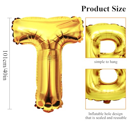 40 Inch Gold Letter T Foil Balloon - Perfect for Celebrations