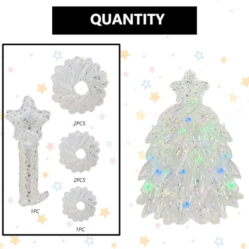 Uosrua 4D Iridescent Christmas Tree Foil Balloon, Self-Standing Xmas Decor