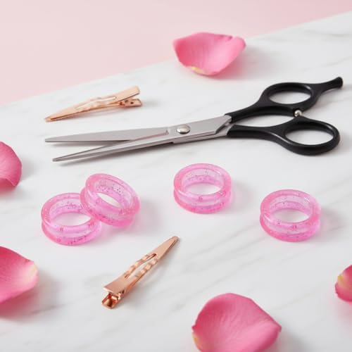 5Pcs Pink Silicone Scissors Finger Rings Grips for Hair Cutting Shears