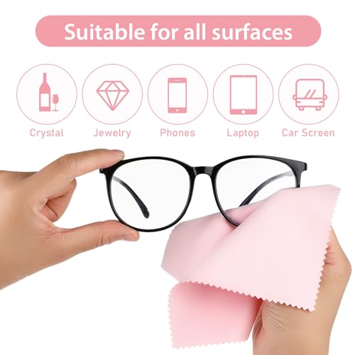 Andibro 10 Pcs Pink Microfiber Eyeglass Cleaning Cloths