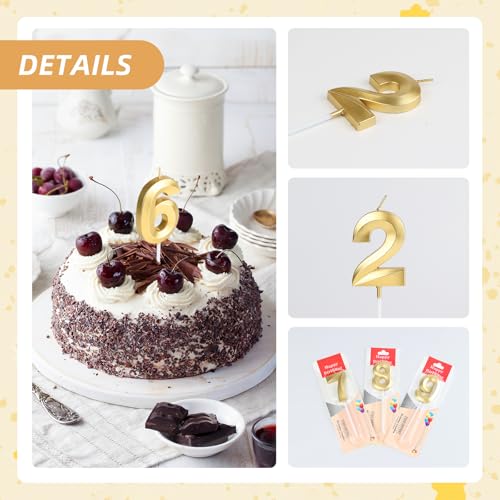 Lnablu 100th Birthday Candles Gold Number 100 for Cake - 4.7in Celebration Decor