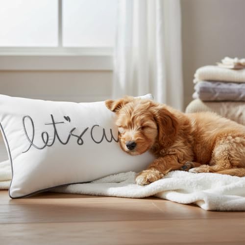 Let's Cuddle Decorative Lumbar Pillow Cover - 12x20 Inches Cotton