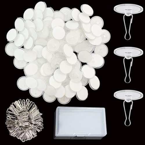 90 Pack Adhesive Ceiling Hooks - Removable Sticky Wall Hooks for Decorations