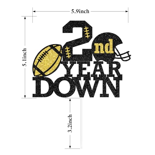 2nd Year Down Football Cake Topper - 2nd Birthday Party Decorations