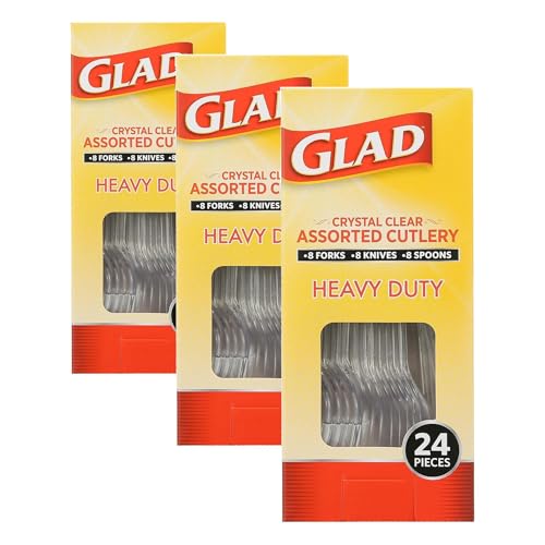 Glad Heavy Duty Clear Plastic Cutlery Set - 72 Piece (3 Packs of 24)