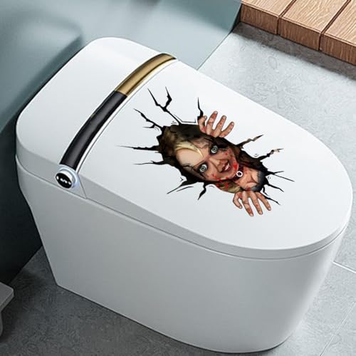 Bloody Girl 3D Halloween Horror Toilet Sticker - Waterproof Decal