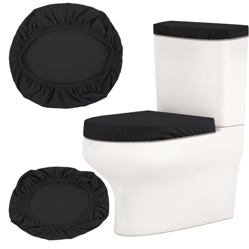 JJUNW Black Toilet Lid & Tank Cover Set - 2pcs Universal Fit