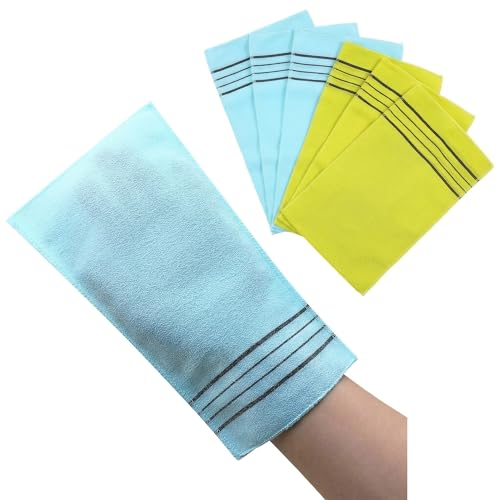Olivia Tree Exfoliating Mitts - 6 Pack Korean Spa Body Scrubbers