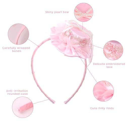 Wecoe Pink Birthday Cake Headband with Mini Hat Hair Accessory