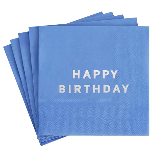 Happy Birthday Cocktail Napkins - 52 Pack, 3-Ply, Blue