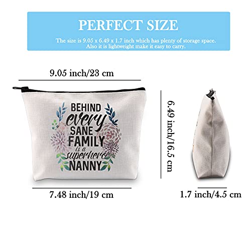 GJTIM Nanny Appreciation Gift Canvas Makeup Bag - Super Hero Nanny