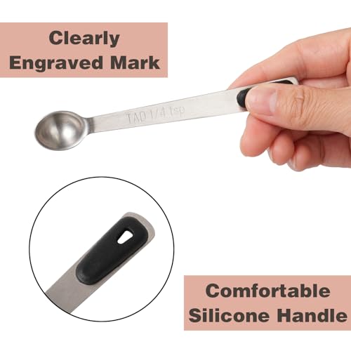 Black Mini Measuring Spoon Set with Silicone Grip - 5 Pack